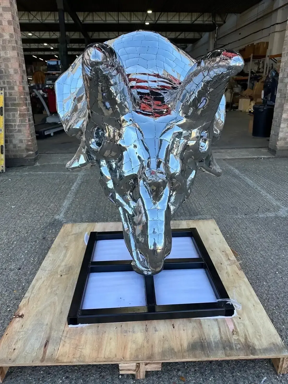 Stainless Steel Triceratops Sculpture, 21st Century photo for sale