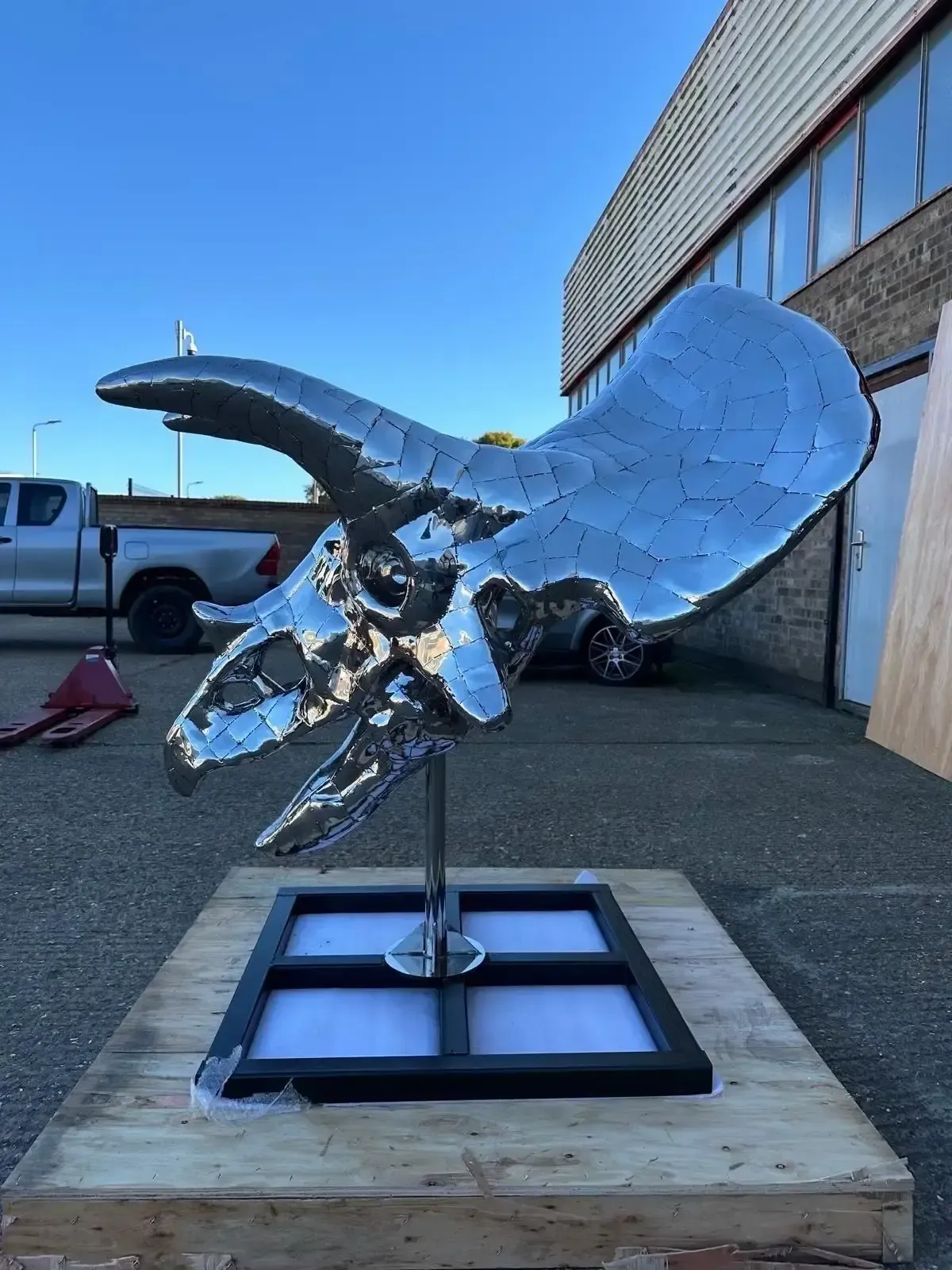 Stainless Steel Triceratops Sculpture, 21st Century photo Art