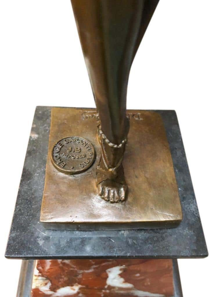 Home Decor Art Deco Style Bronze Ballerina On Marble Base, Artist J.B Deposee photo