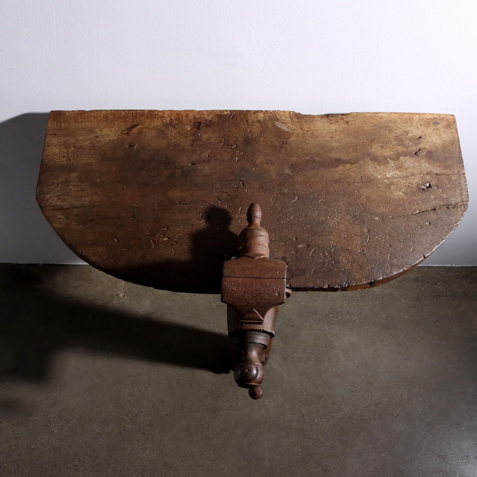 photo for sale Antique Shelf Oak Wrought Iron Vise Italy XX Century Restored