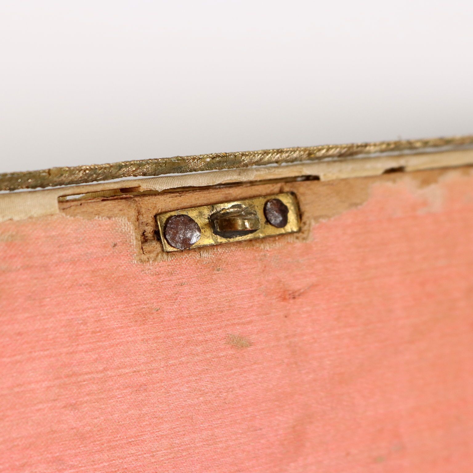 Antique Casket Wood Fabric Beads Europe XIX Century photo 1470.0