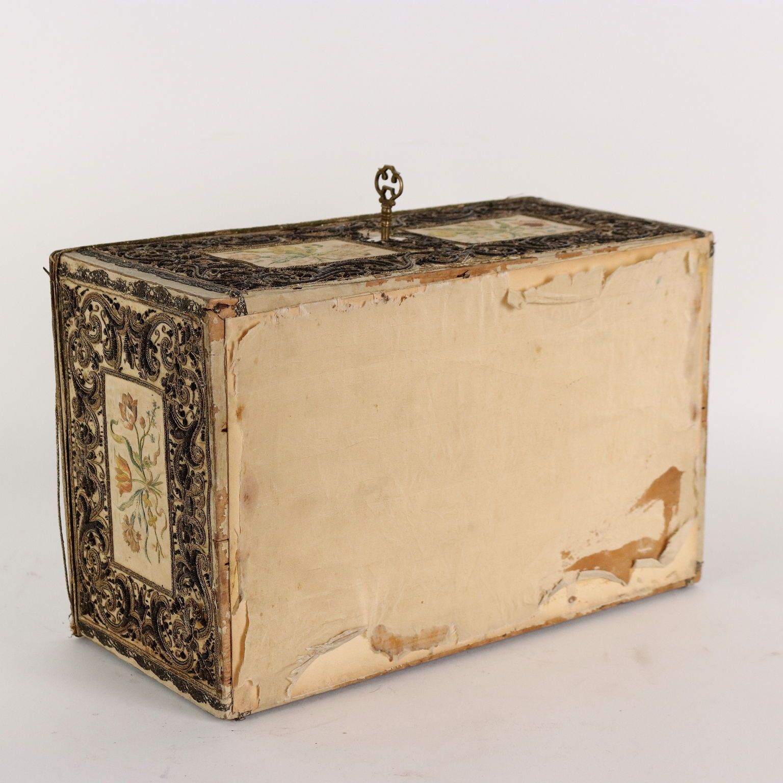 photo buy Antique Casket Wood Fabric Beads Europe XIX Century