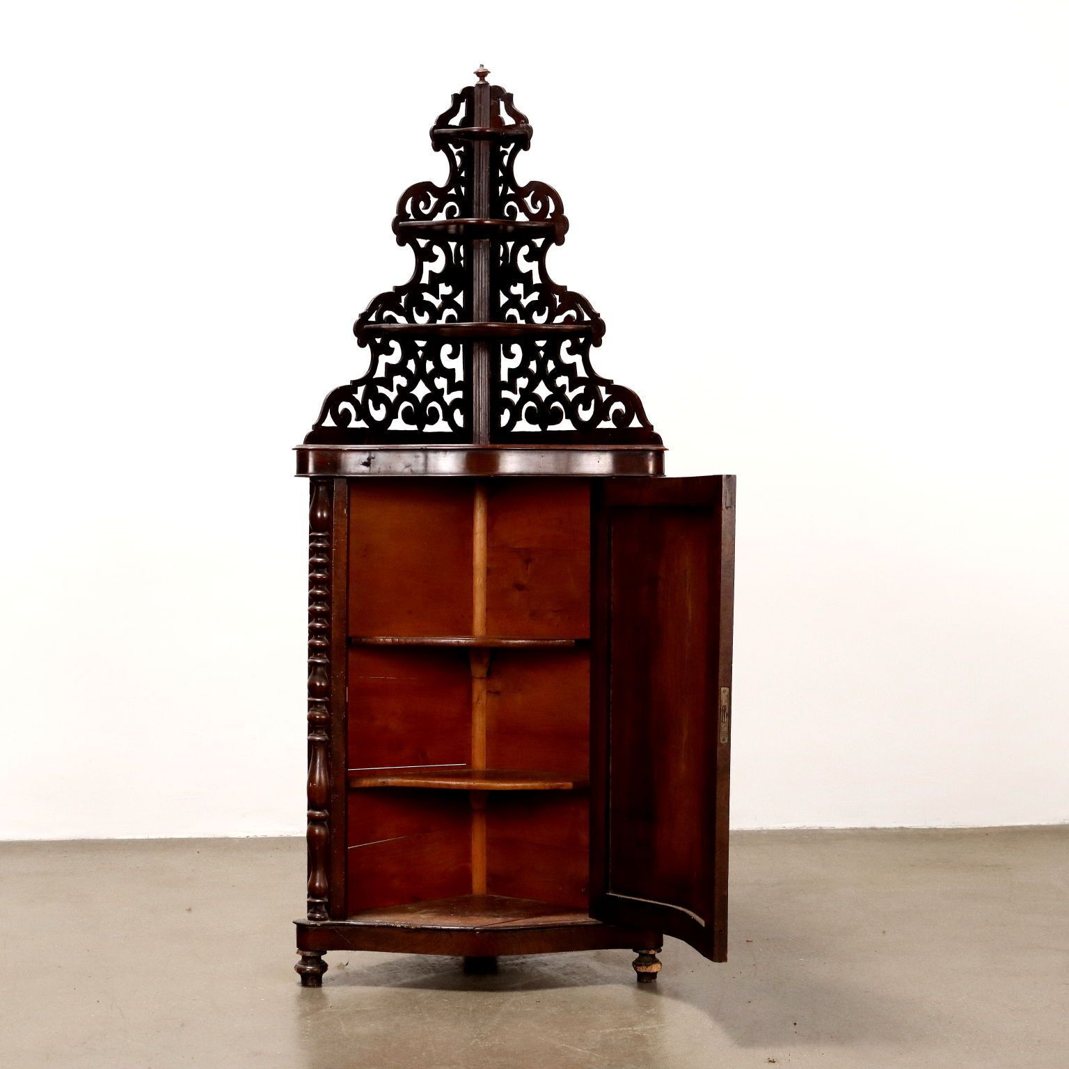 Antique Corner Cupboard Louis Philippe Walnut Italy XIX Century photo 590.0