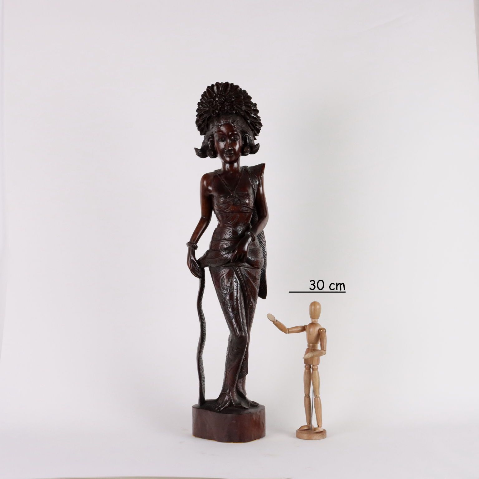 Antique Female Figure Exotic Wood Indonesia XX Century photo furniture