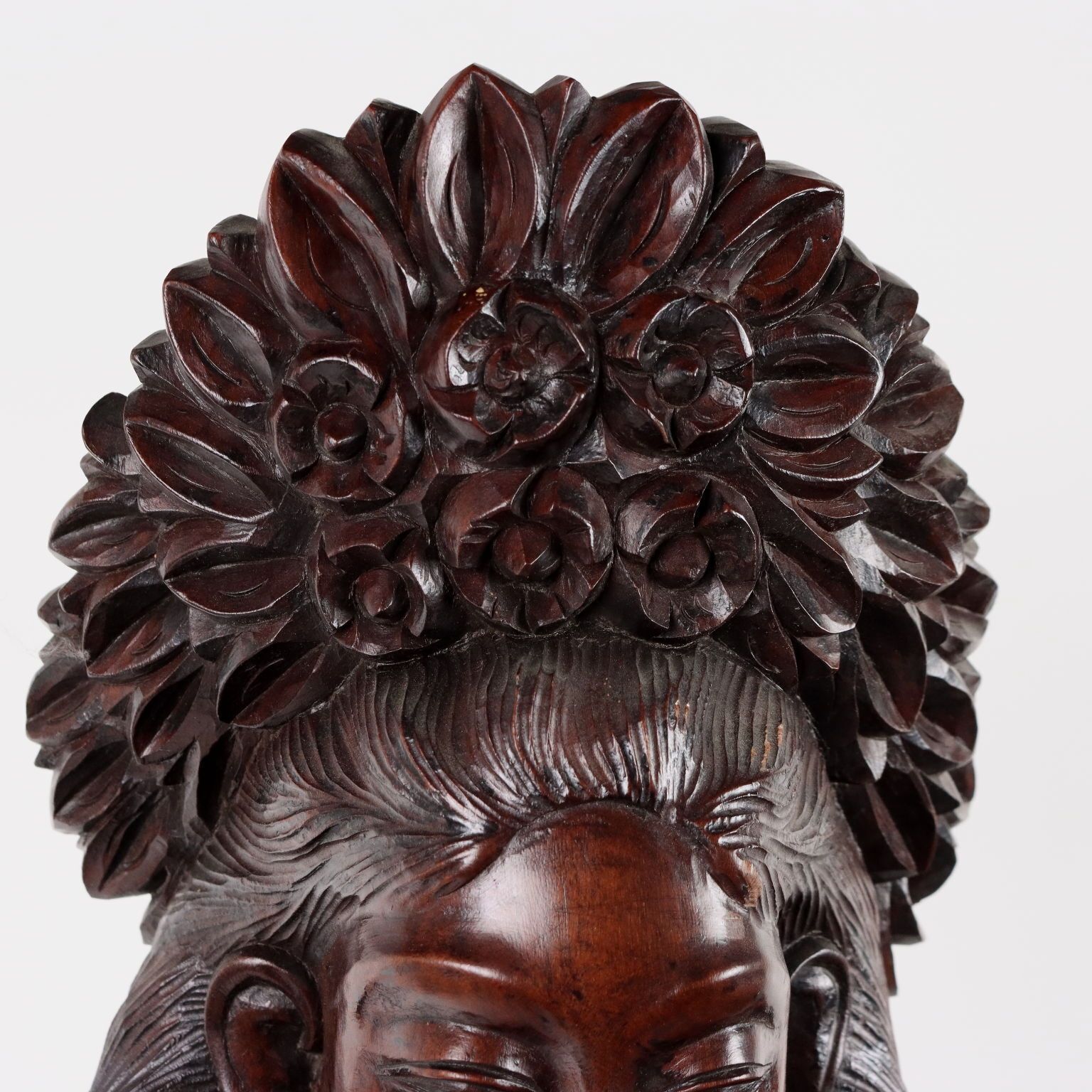 Antique Female Figure Exotic Wood Indonesia XX Century photo Art