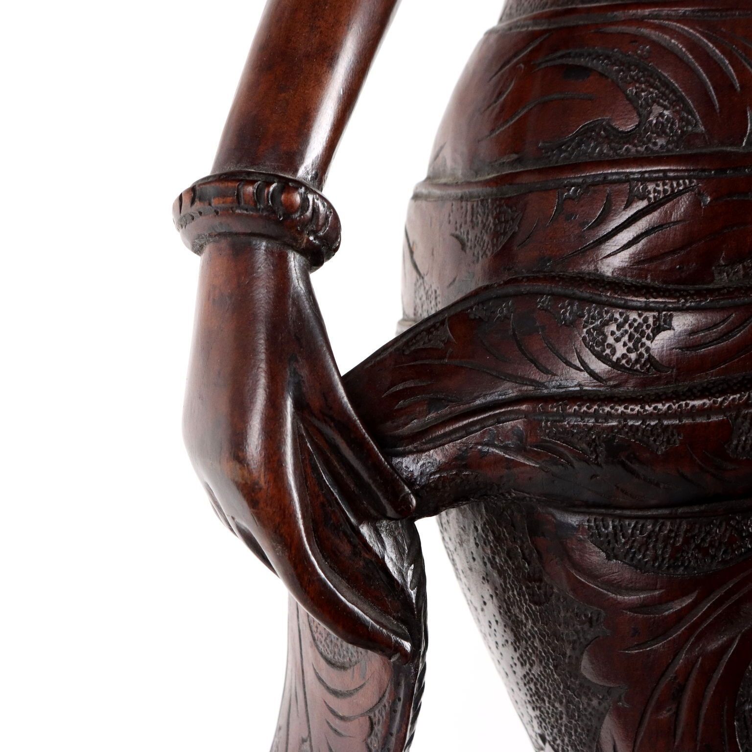 Antique Female Figure Exotic Wood Indonesia XX Century photo vintage