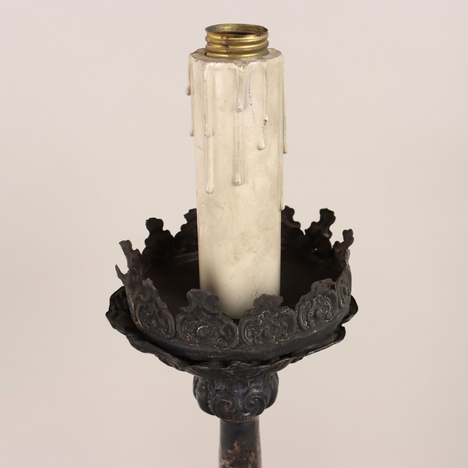 Baroque Candle Holder Sheeth Metal Italy XVIII XIX Century photo for sale