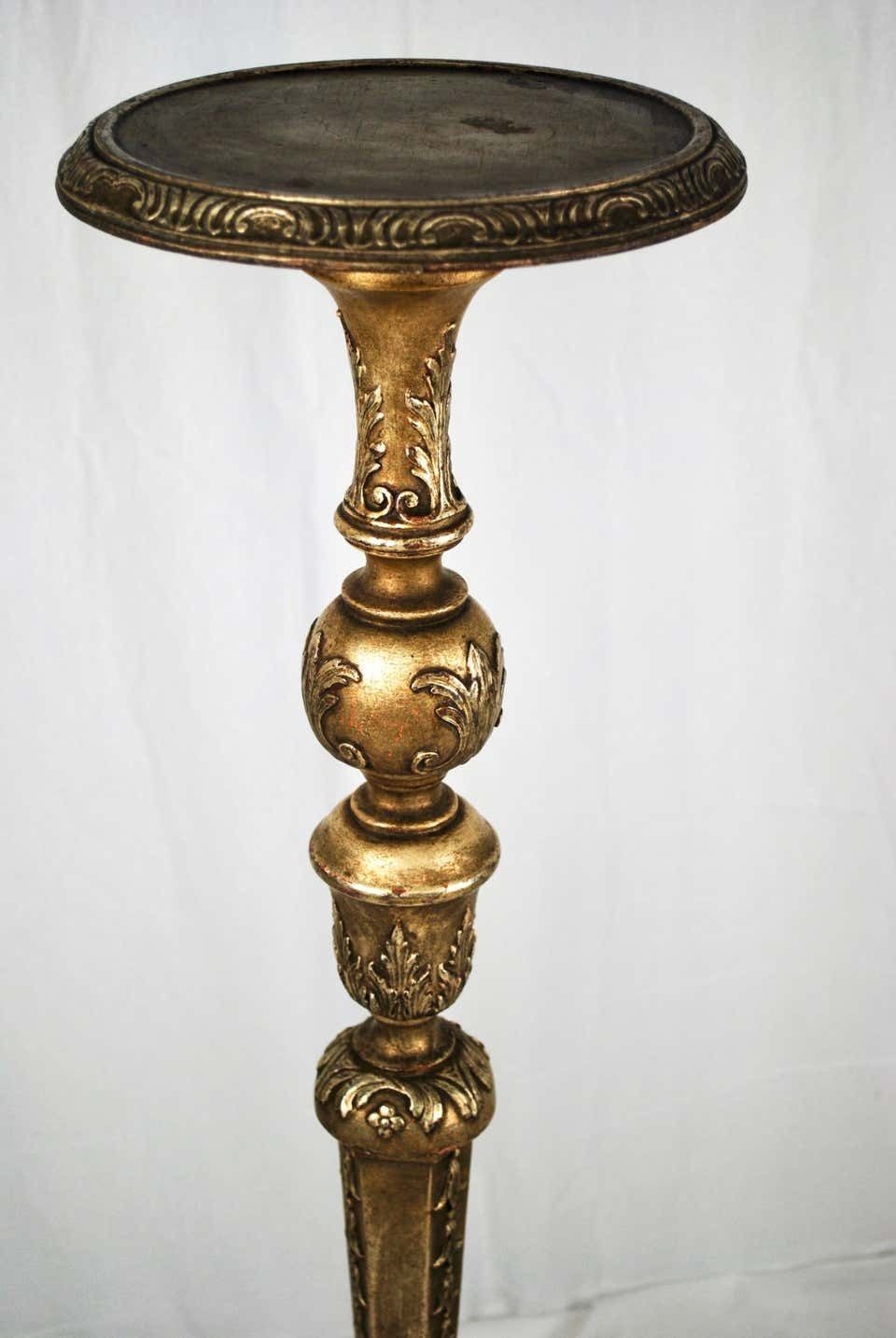Pair Of Italian 19th Century Silver Guilt Torcheres Or Candlesticks photo for sale