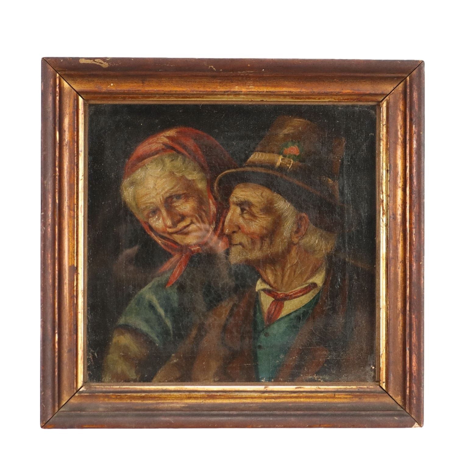 Portrait Of An Elderly Couple Oil On Canvas Italy XIX Century