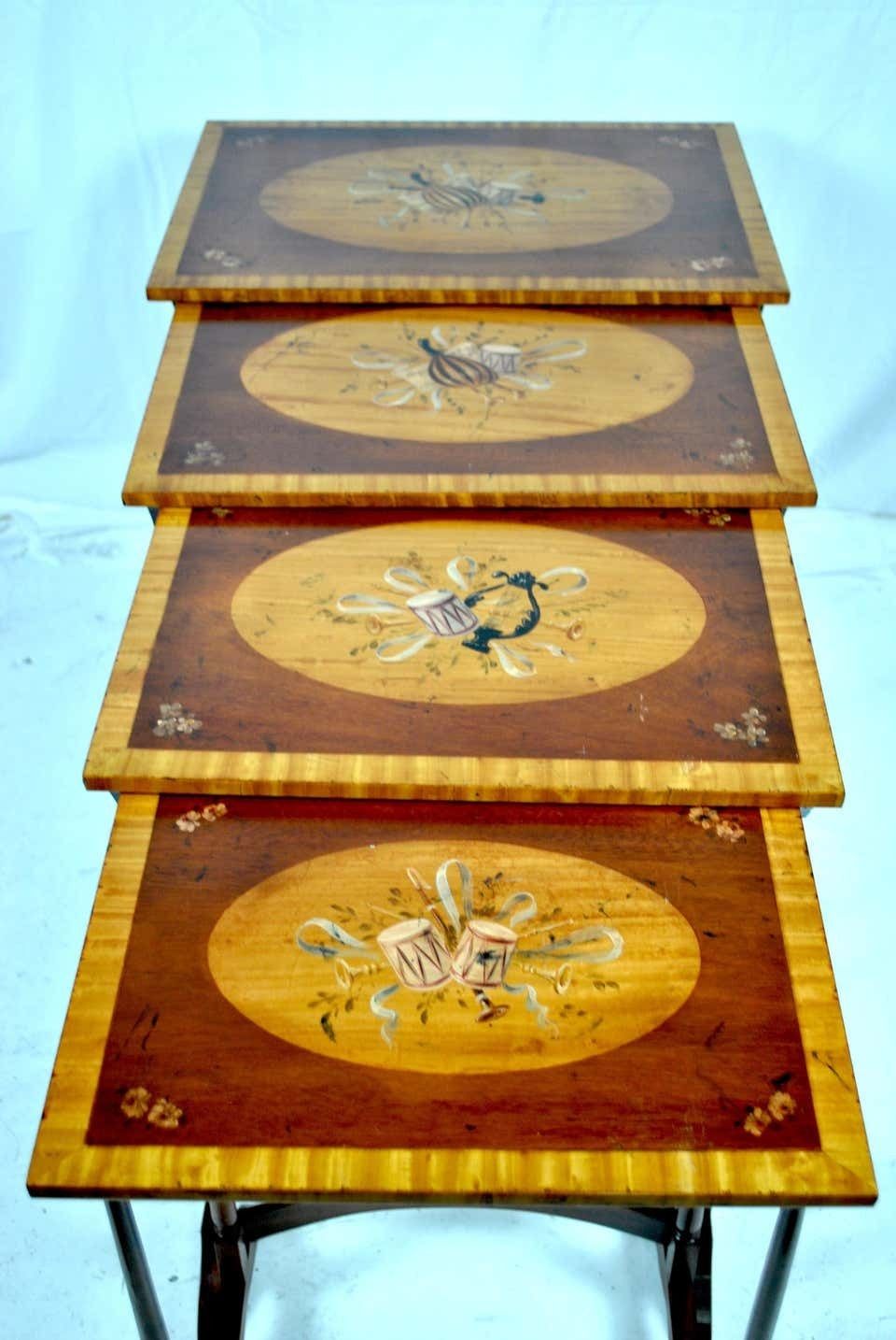 20th Century Sheraton Style Nest Of Tables In Mahogany photo Furniture