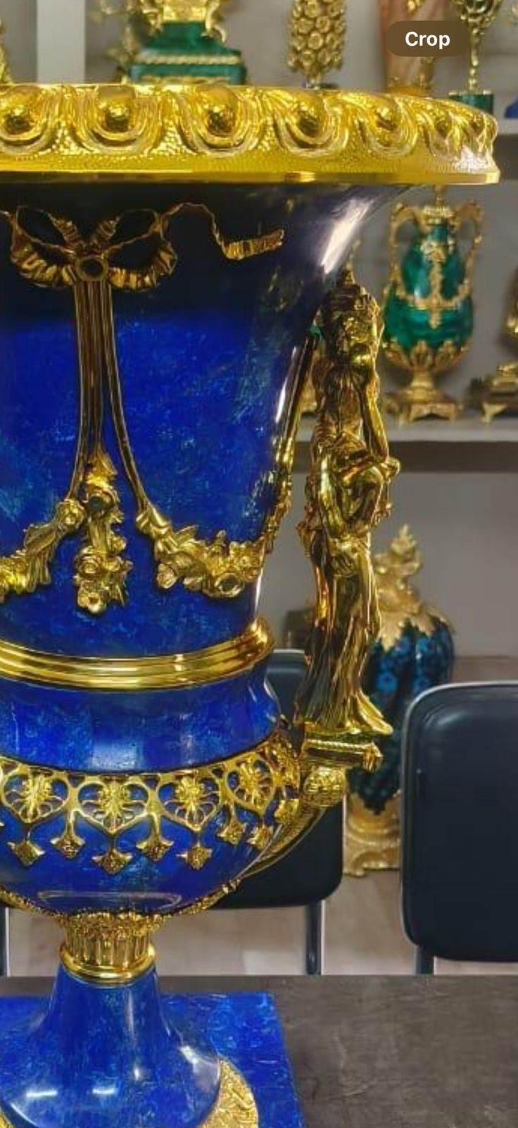 Pair Of 20th Century Lapis And Ormolu Mounted 'Medici' Vases photo furniture