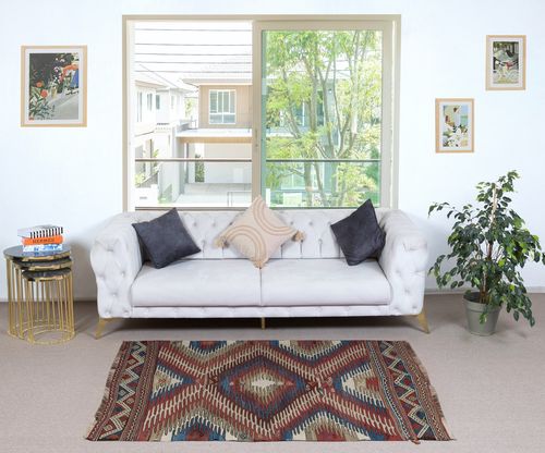 3.5x5.6 Ft Vintage Afyon Dazkiri Kilim Rug, West Central Anatolia, Ca 1960 photo furniture