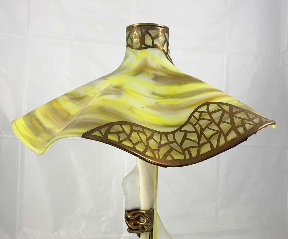 20th Century Unusual Art Glass Table Lamp In Art Nouveau Style photo Lighting