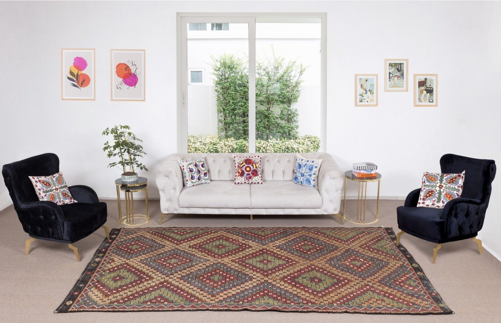 6.2x11.5 Ft Vintage Turkish Jajim Kilim, Unique Hand Woven Rug Made Of Wool photo furniture