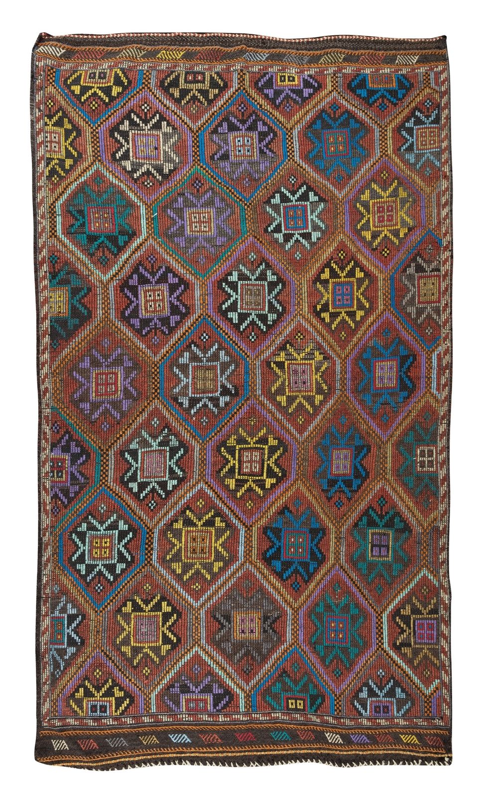 6x10 Ft Vintage Turkish Jajim Kilim Rug, Unique Hand Woven Carpet Made Of Wool