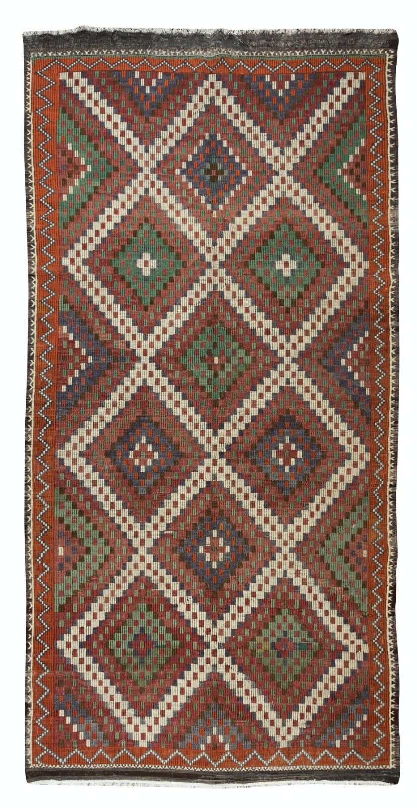 5.5x10.8 Ft Unique Vintage Anatolian Jijim Kilim, Hand Woven Rug Made Of Wool