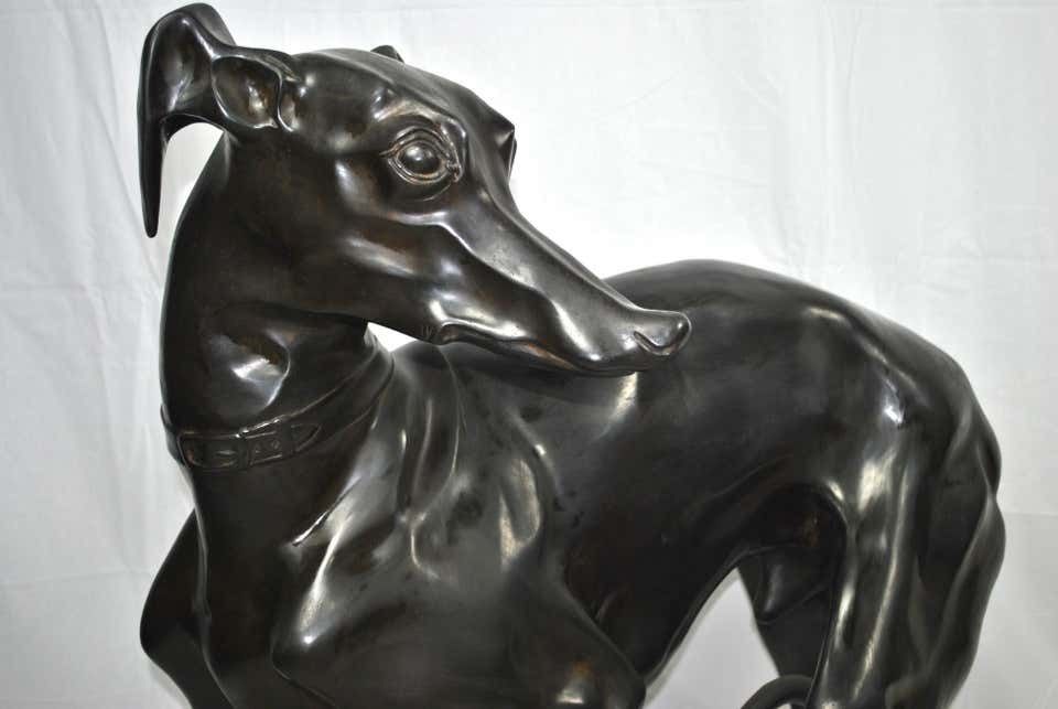 Large Pair Of 1960s Bronze Greyhounds In Dominance Stance photo 10925.0
