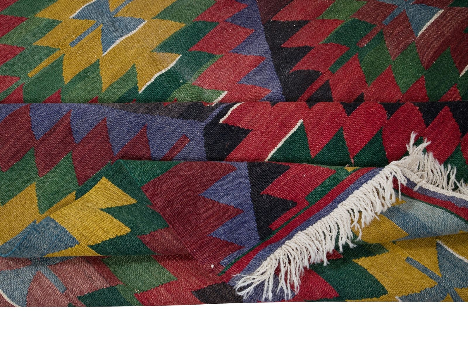 6x10.5 Ft Vintage Handwoven Turkish Kilim 'Flat Weave' With Geometric Patterns photo for sale