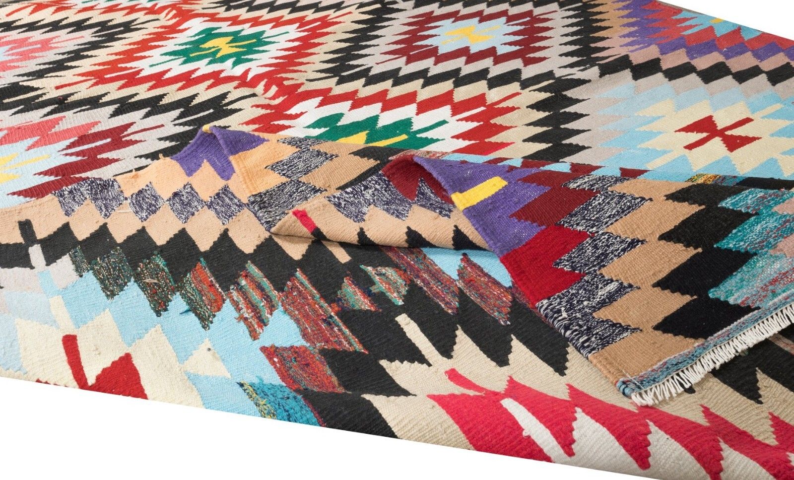 6.2x9.8 Ft Dazzling Handmade Turkish Wool Kilim, One Of A Kind Flat Weave Rug photo for sale