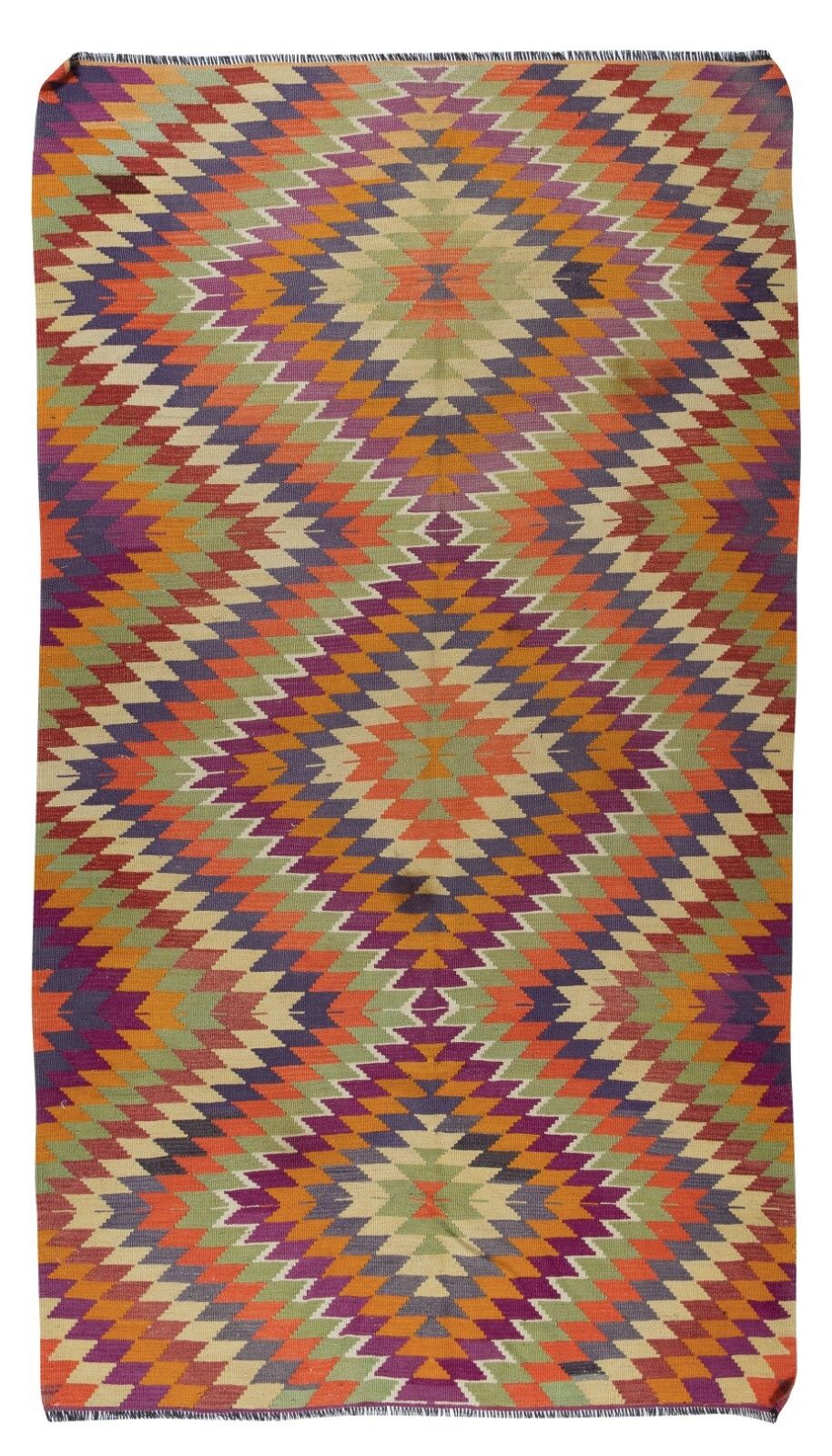 5.8x10 Ft Multicolored Handmade Turkish Wool Kilim, One Of A Kind Flat Weave Rug