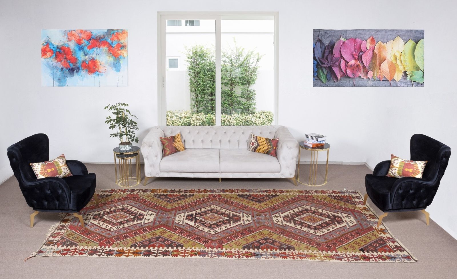 5.9x13 Ft Geometric Handmade Turkish Wool Kilim Runner, Flatweave Floor Covering photo furniture