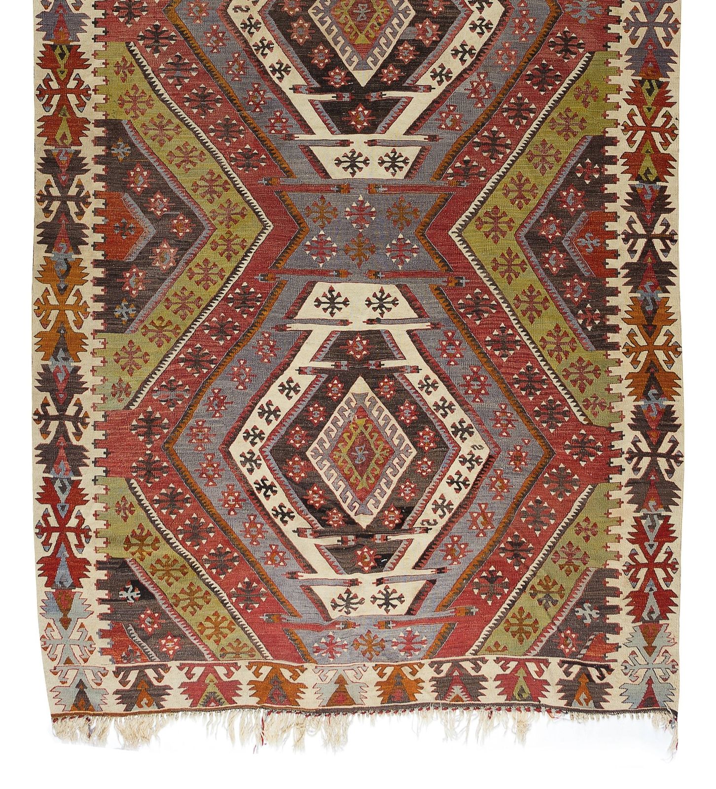 5.9x13 Ft Geometric Handmade Turkish Wool Kilim Runner, Flatweave Floor Covering photo 1312.0