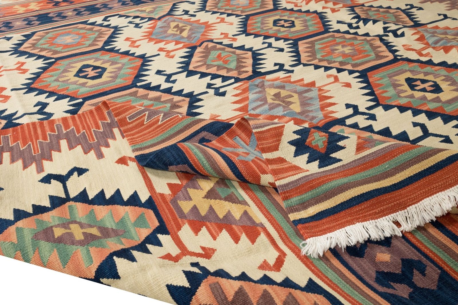 6.4x7.8 Ft Vintage Hand Woven Central Anatolian Kilim 'Flat Weave', 100% Wool photo for sale