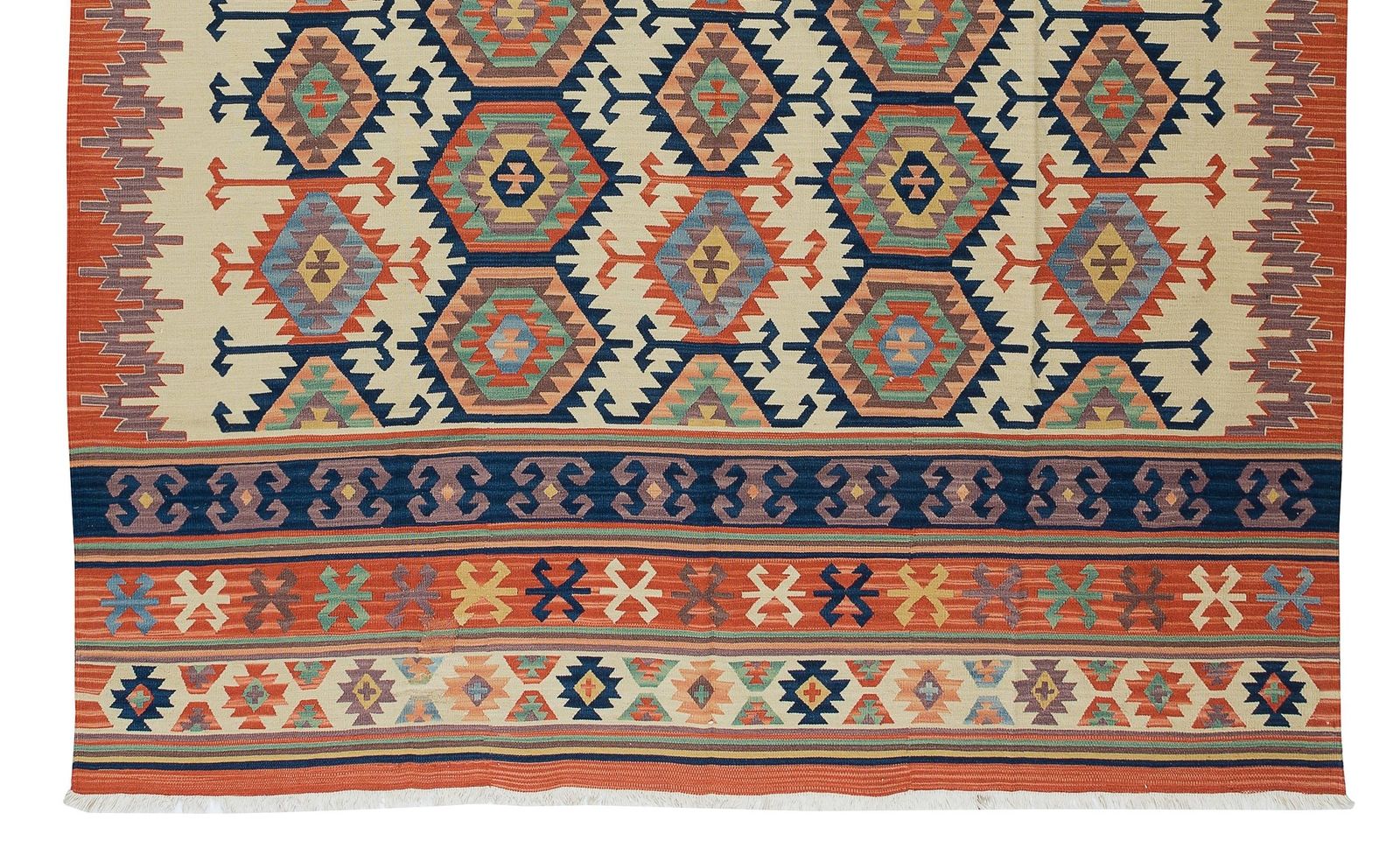 6.4x7.8 Ft Vintage Hand Woven Central Anatolian Kilim 'Flat Weave', 100% Wool photo 1279.0