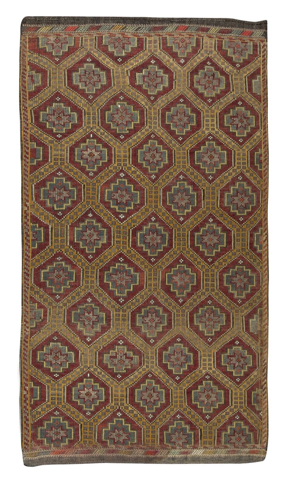 5.5x9.4 Ft Unique Vintage Anatolian Jijim Kilim, Hand Woven Rug Made Of Wool