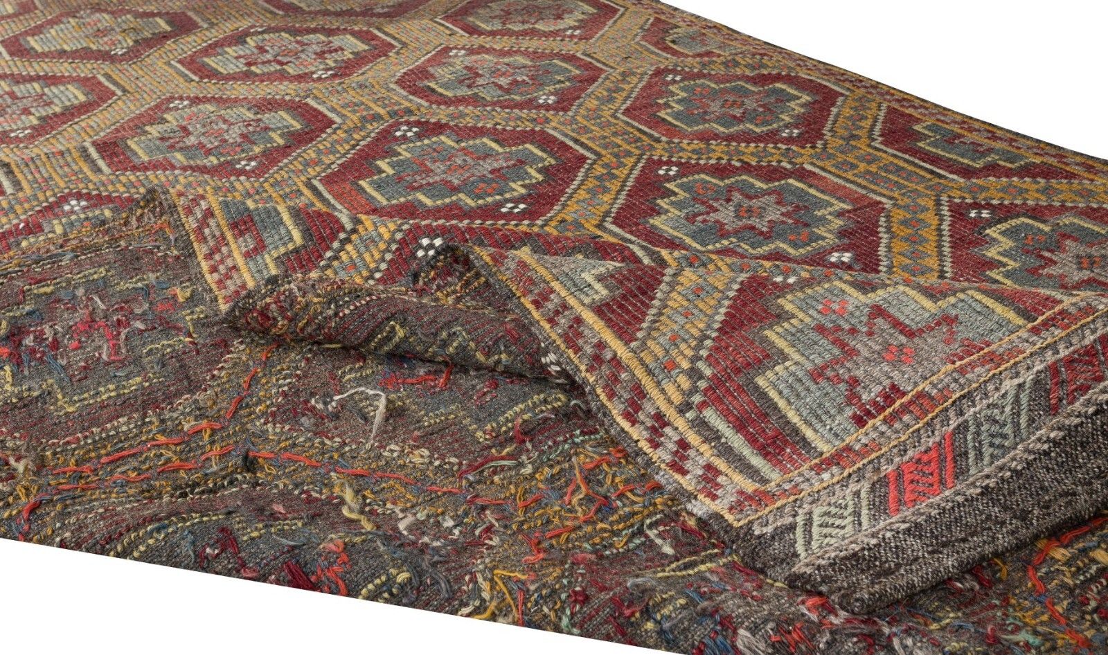 5.5x9.4 Ft Unique Vintage Anatolian Jijim Kilim, Hand Woven Rug Made Of Wool photo for sale