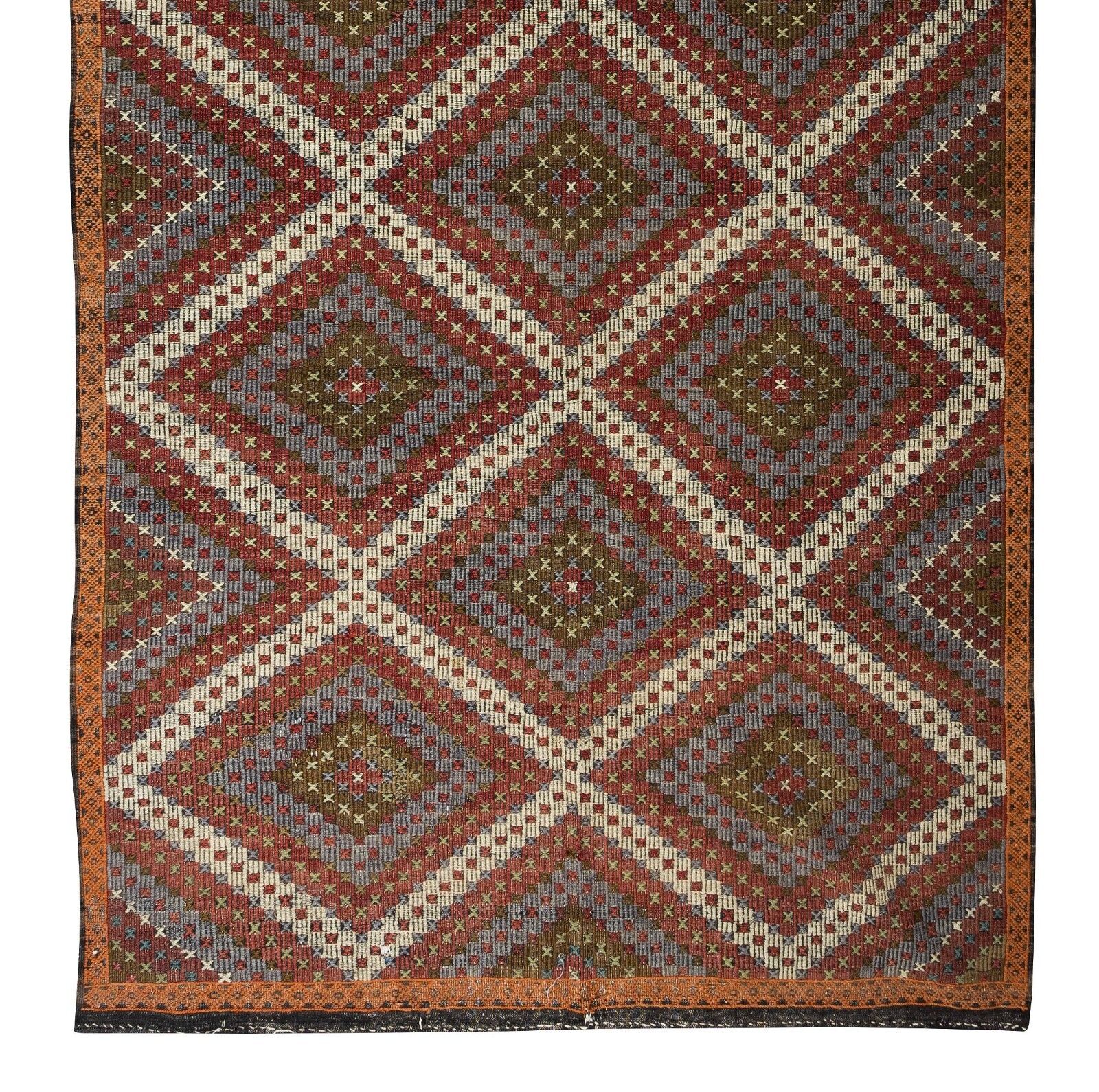 6x12.3 Ft Vintage Turkish Jajim Kilim, One Of A Kind Hand Woven Rug Made Of Wool photo 1143.0