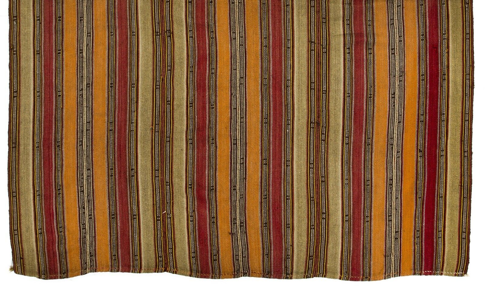 6x7.2 Ft Hand Woven Vintage Turkish Kilim, Banded Flat Weave Rug photo for sale