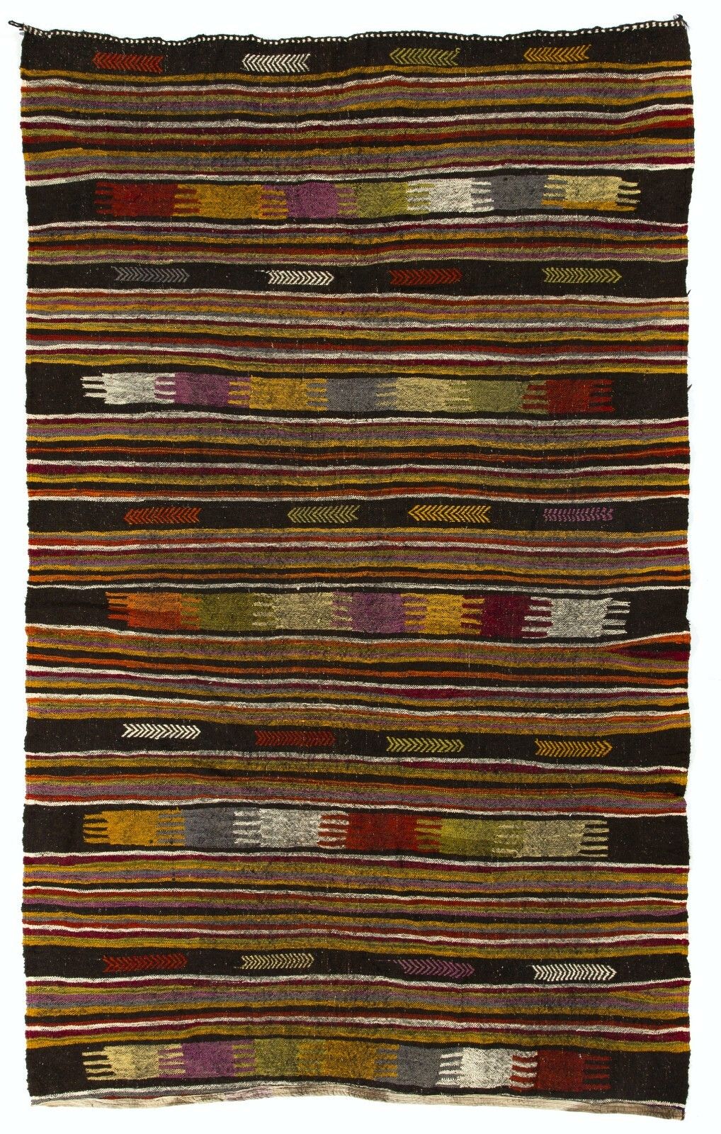 5.6x9 Ft Hand Woven Vintage Nomadic Anatolian Kilim Rug