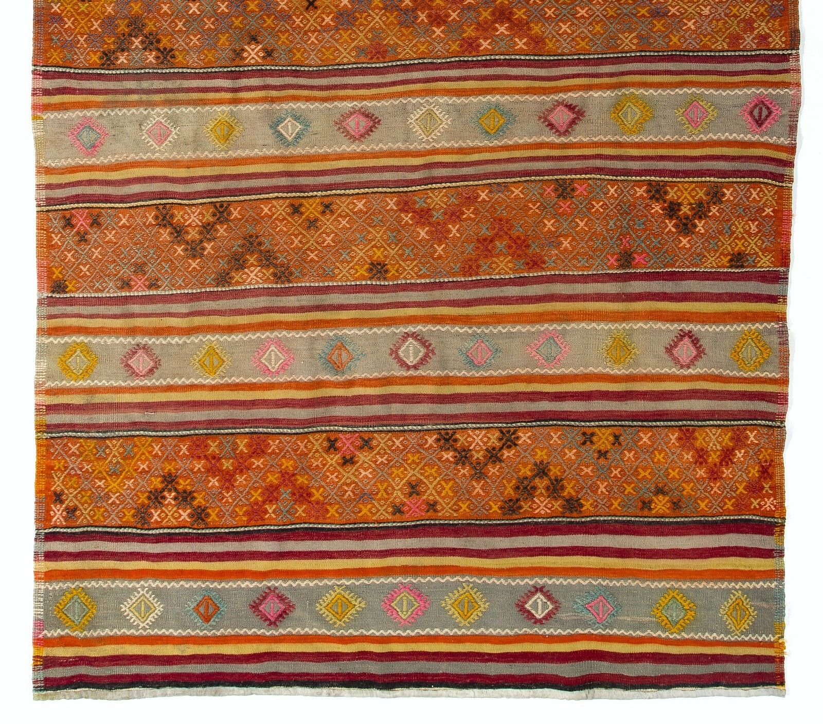 6.3x7.8 Ft Nomadic Anatolian Kilim, Flat Woven Wool Rug photo for sale