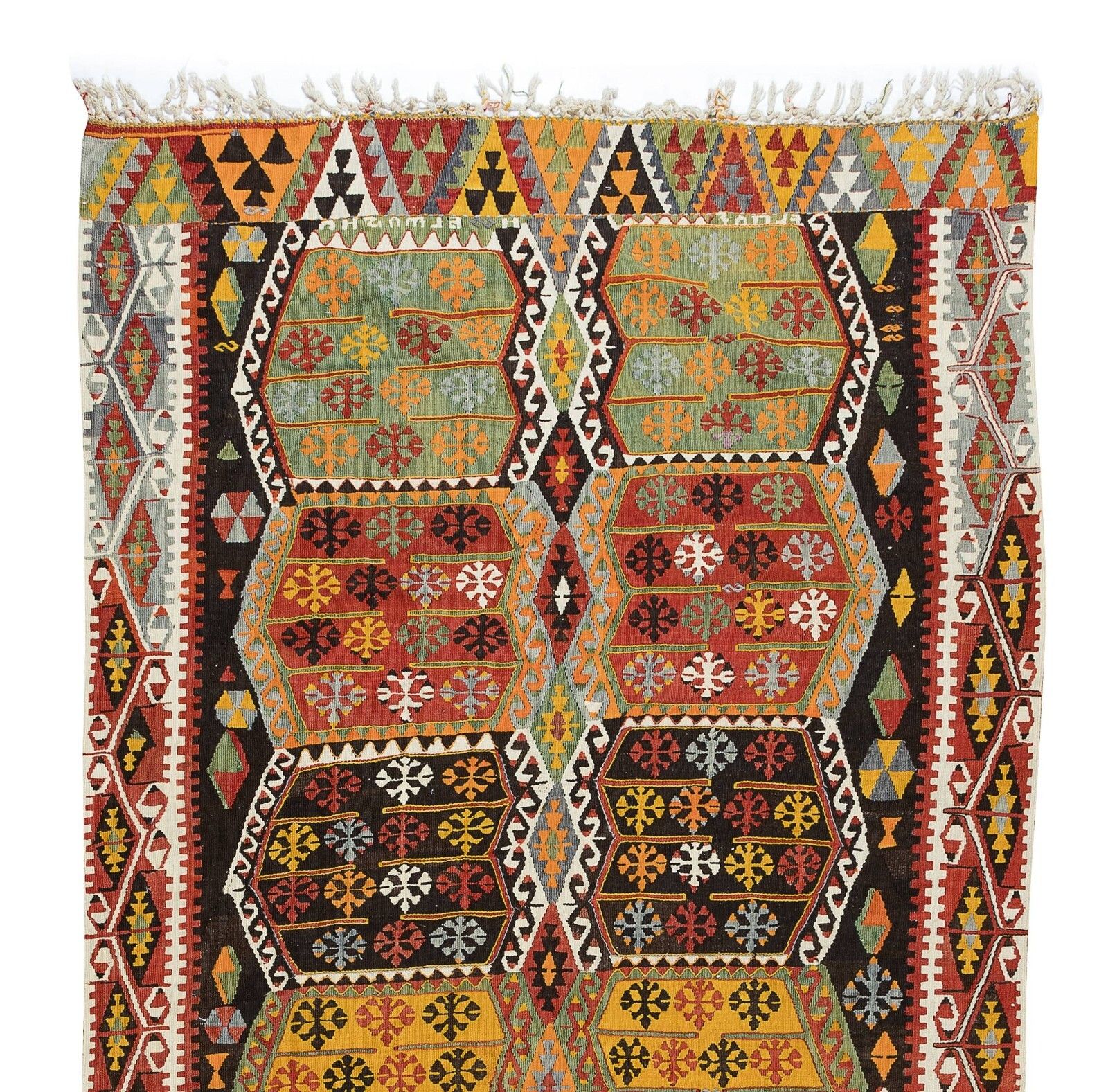 6x11.6 Ft Vintage Handmade Turkish Wool Kilim Runner, Flat Weave Floor Covering photo Textiles