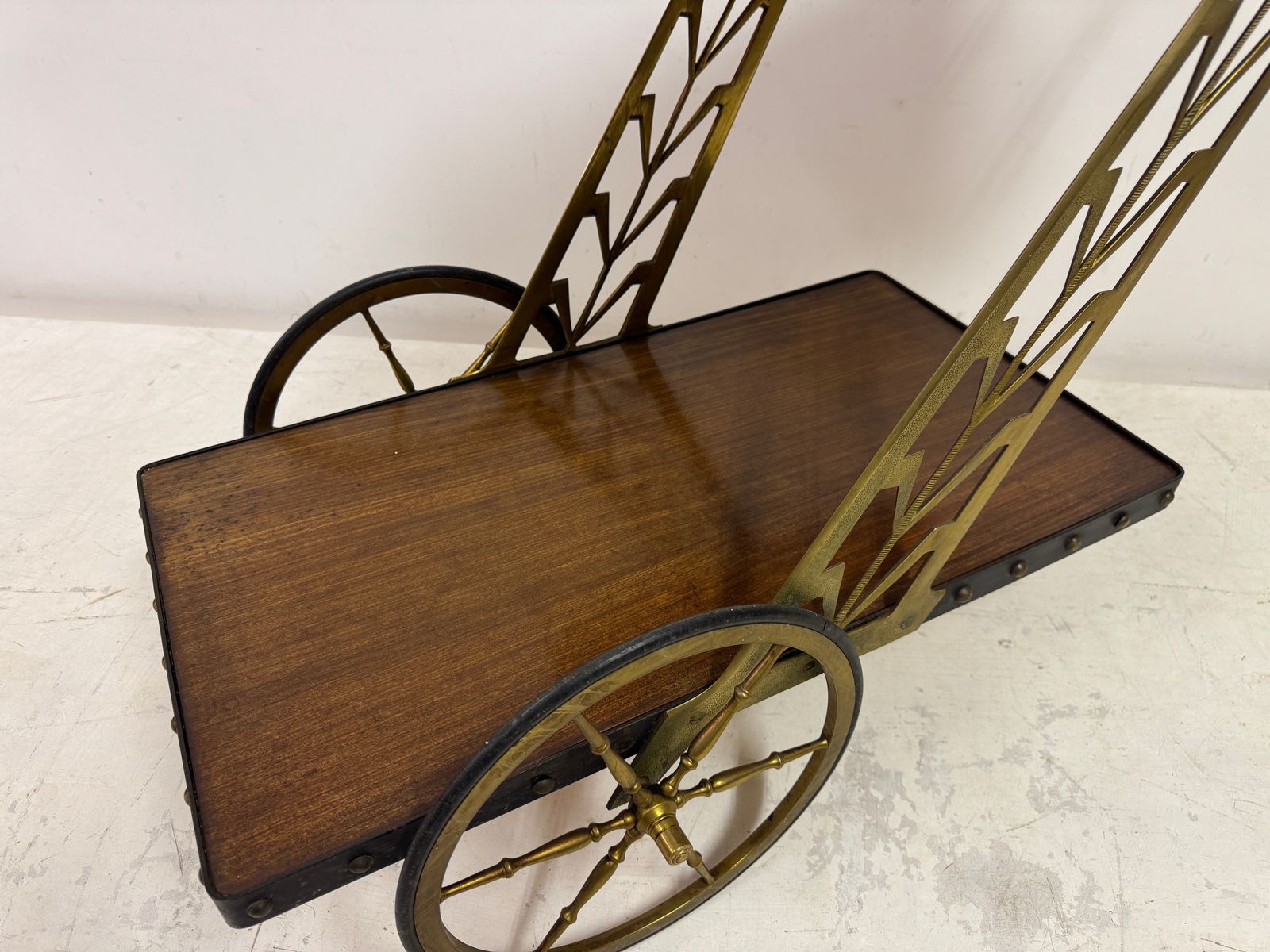 1950s Italian Bar Cart With Sculptural Detailing photo 795.0