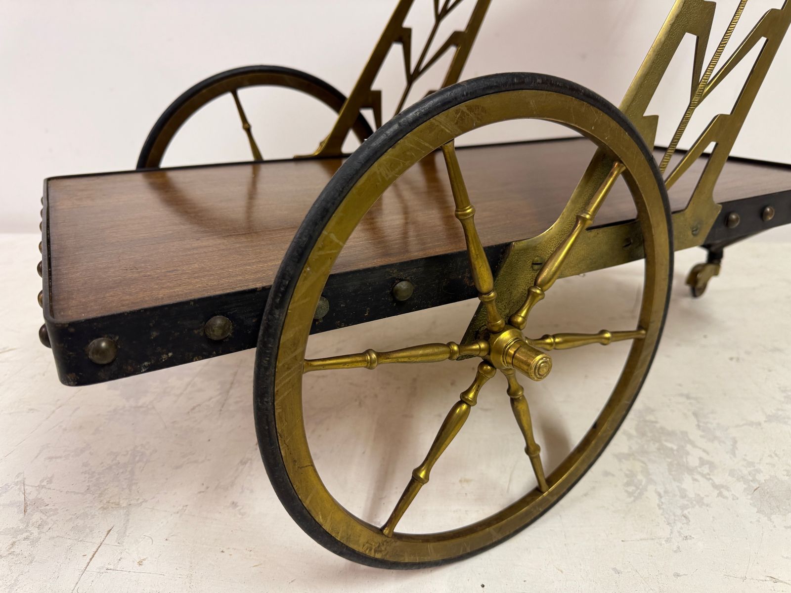 1950s Italian Bar Cart With Sculptural Detailing photo vinterior