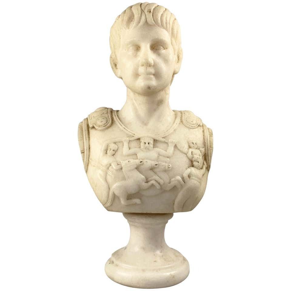 20th Century Fine White Marble Bust Of A Roman General