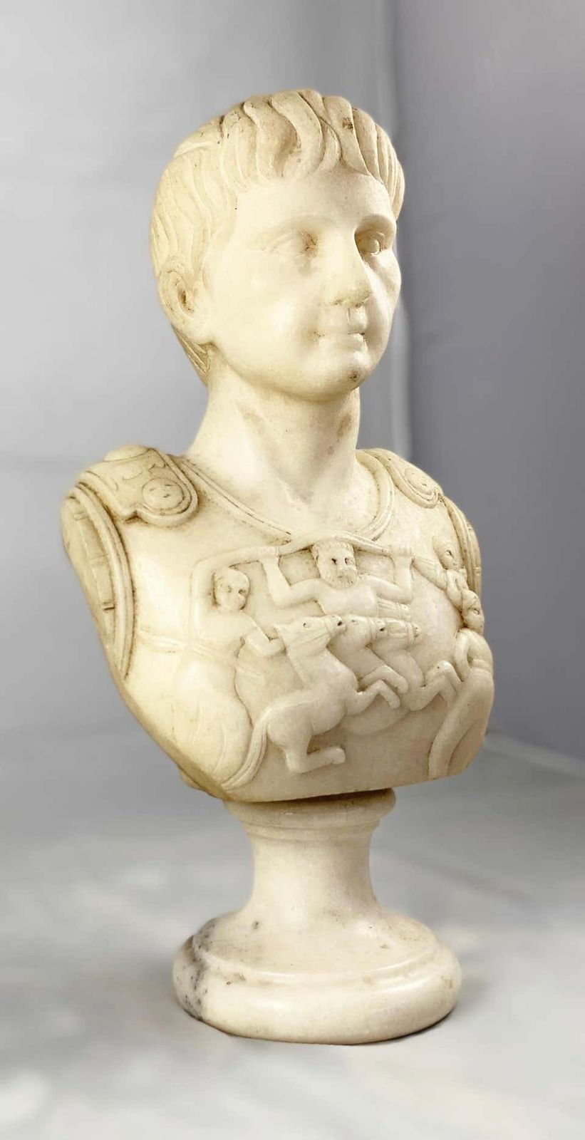 20th Century Fine White Marble Bust Of A Roman General photo Art