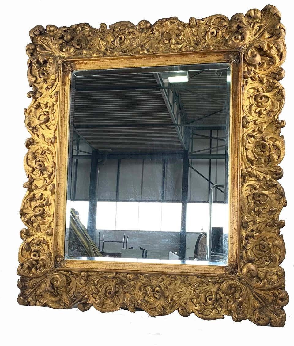 19th Century Large Carved Gilt Wood Mirror photo furniture