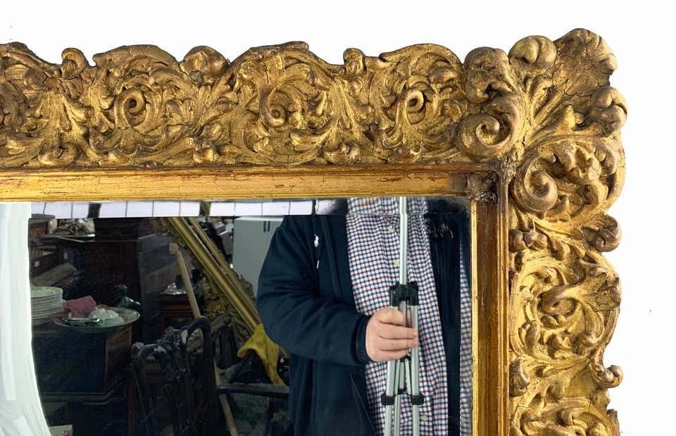 19th Century Large Carved Gilt Wood Mirror photo for sale