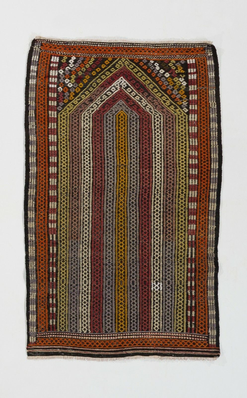 2.3x3.7 Ft Vintage Anatolian Jajim Kilim Rug. One Of A Kind Hand Woven Carpet