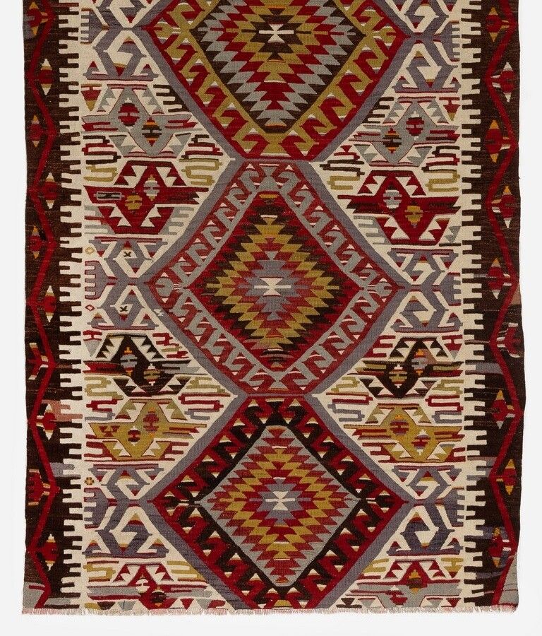 4.8x11 Ft Vintage Central Anatolian Runner Kilim, 100% Wool photo Textiles