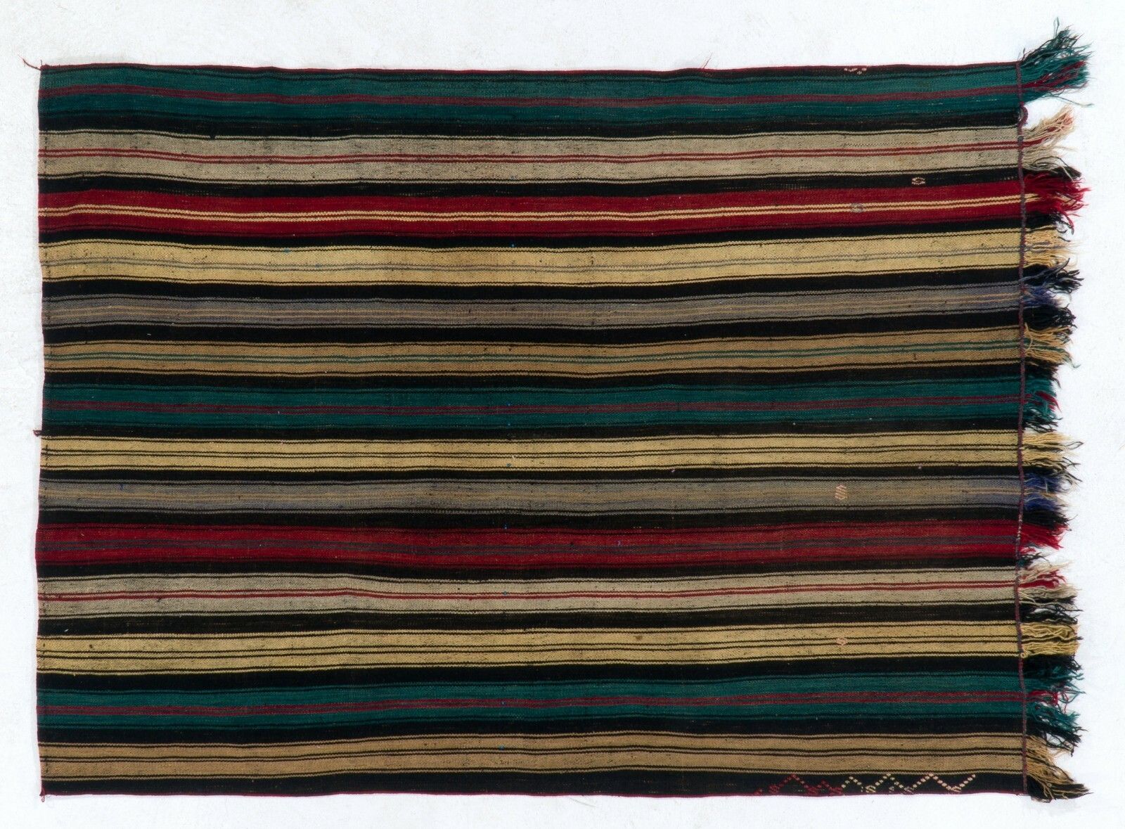 5.4x7 Ft Hand Woven Vintage Anatolian Kilim With Vertical Bands, All Wool photo Textiles