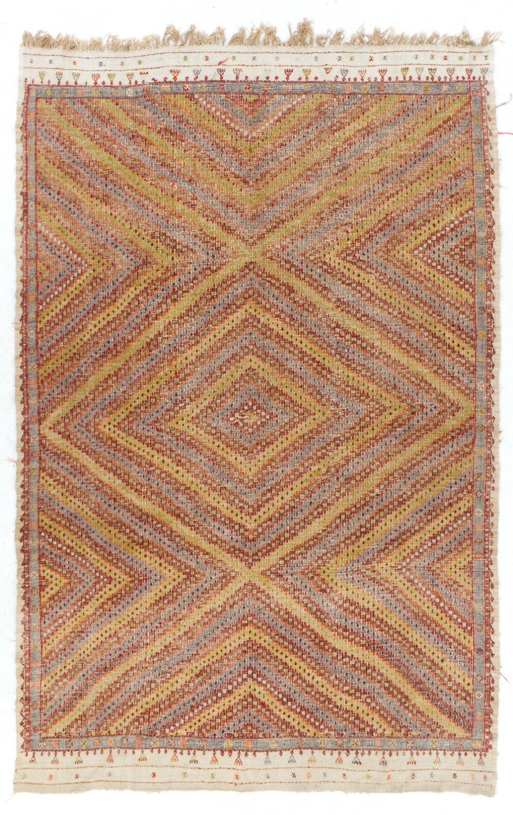 7x11.3 Ft Vintage Handwoven Central Anatolian Jijim Kilim Rug, Circa 1955