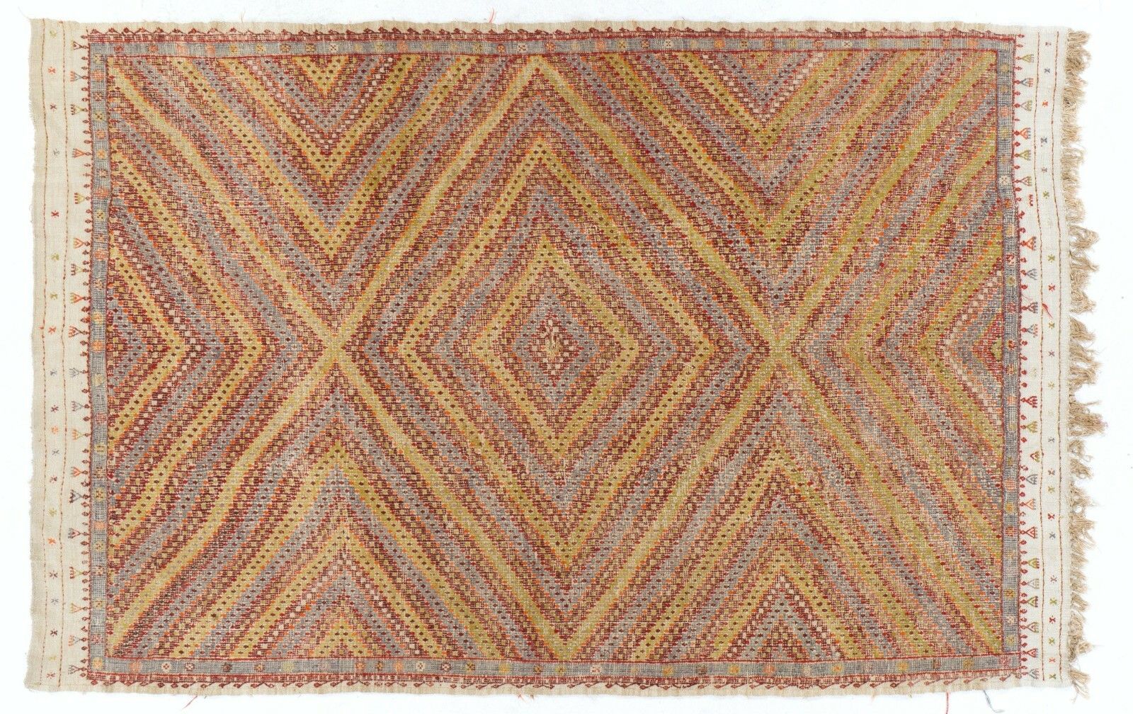 7x11.3 Ft Vintage Handwoven Central Anatolian Jijim Kilim Rug, Circa 1955 photo Textiles
