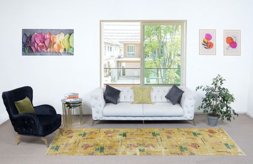 2.7x10.2 Ft One Of A Pair Of Rare Rug Runners Designed By Late Artist Zeki Muren photo furniture