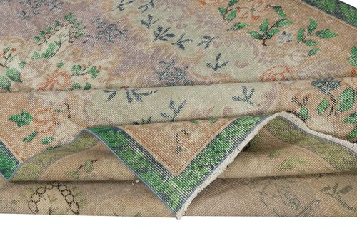 5.8x8.8 Ft Vintage Hand Knotted Turkish Rug In Shades Of Green photo for sale