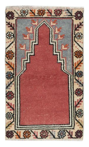 22x36 In Small Handmade Rug, Vintage Turkish Prayer Rug, Decorative Prayer Mat