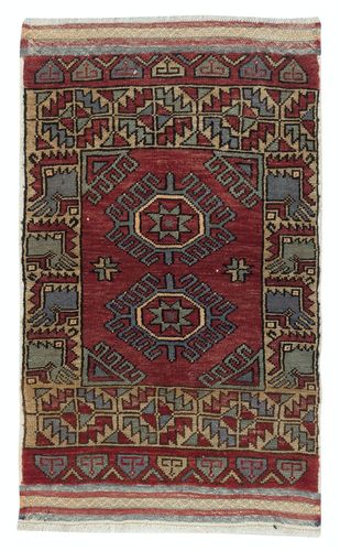 24x36 In Vintage Scatter Rug, Dark Red Turkish Accent Rug, Door Mat, Bath Mat